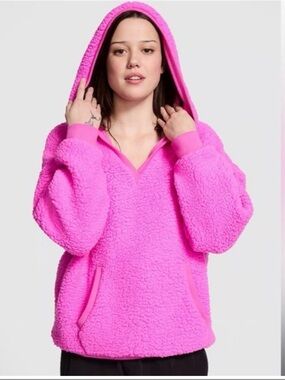 PINK Victoria's Secret Sherpa Hoodie in Hot Pink